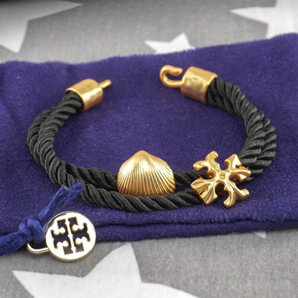 Tory Burch Shell Rope Bracelet in Tory Gold / Black (Brand New) - Picture 2 of 6